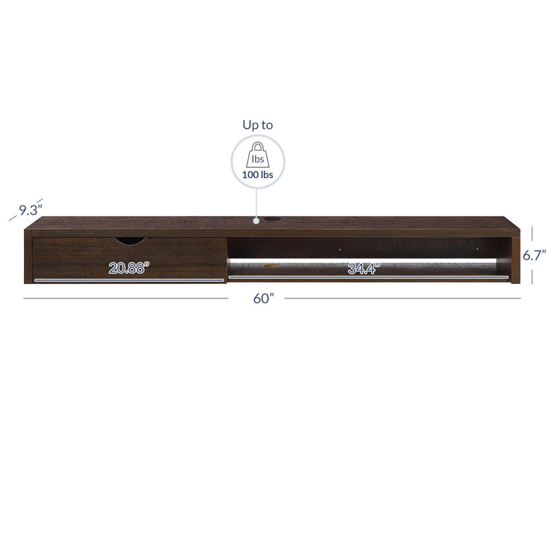 Meuble télé flottant pour téléviseur de 65 po ou moins Murdis, Espresso