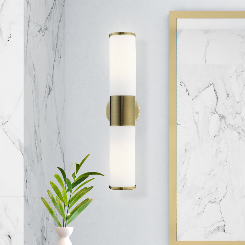Antique Brass 2-Light Wall Mount Vanity Sconce