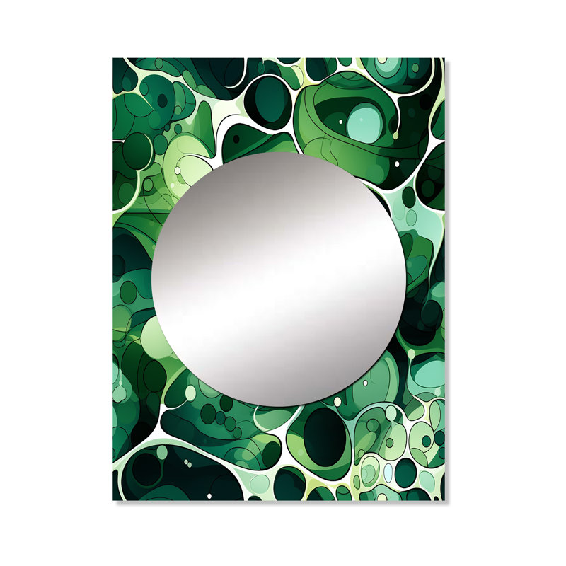 Leibuy Green Popart Techno Tangles - grand miroir en marbre, miroir mural décoratif moderne, impression d'art en métal