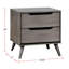 Chambre à coucher avec table de chevet moderne Mid-Century avec 2 tiroirs en bois massif gris