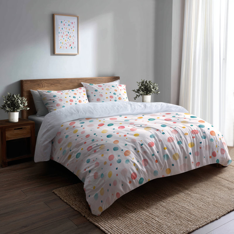 Ensemble de housse de couette Confetti 3 pièces pour enfants - housse de couette et coussin décoratif, Très grand lit