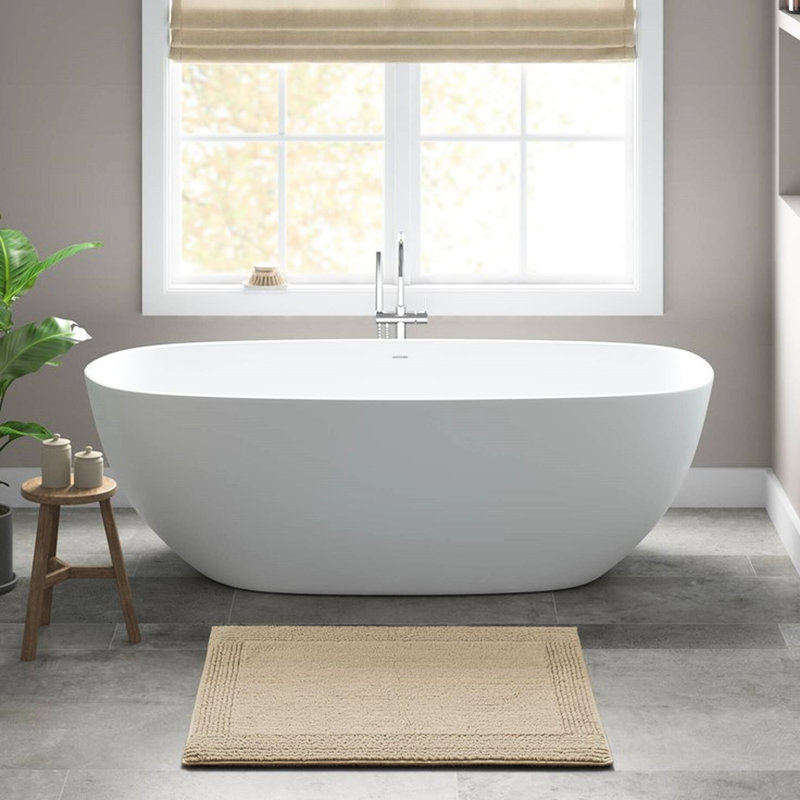 Tapis pour salle de bain réversible 100% coton 24 x 44 po, 3000 g / m², doux et texturé, poils moyens de 0,5 po, antidérapant, confortable, lavable à la machine