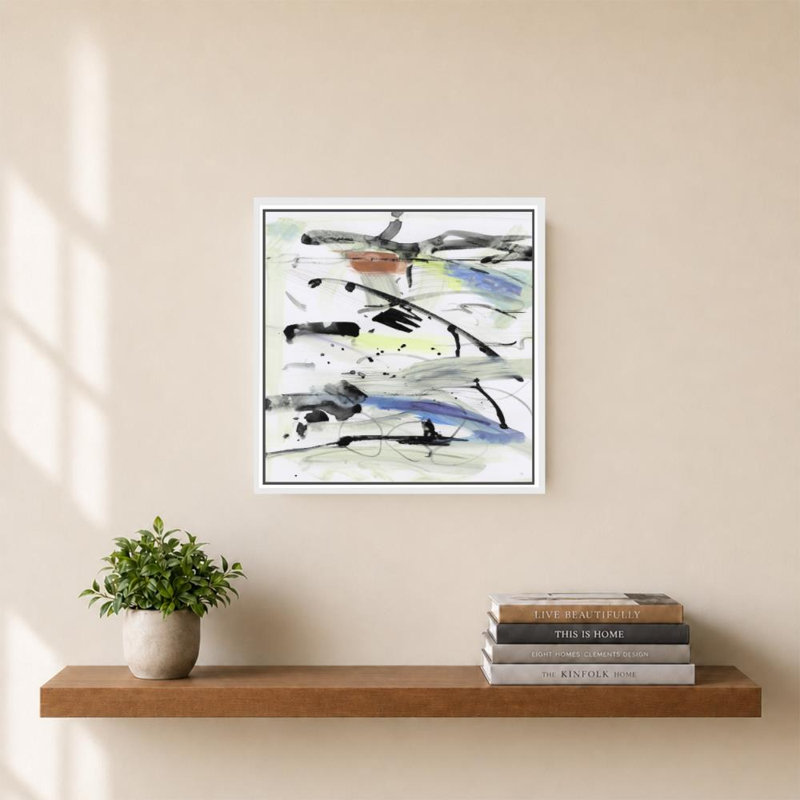 Champ d'été III par Susan Jill - Graphisme sur toile, H 24 po x l 24 po, Cadre flottant biseauté, Blanc