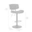 Tabouret de bar pivotant réglable en similicuir noir et bois noir.