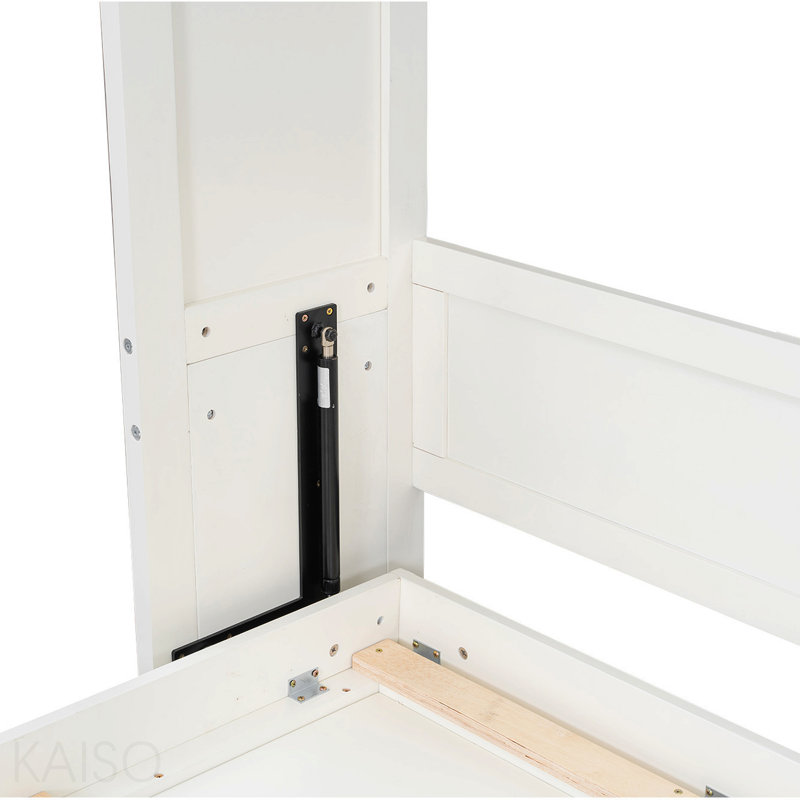 Lit escamotable double avec 2 tiroirs, beige