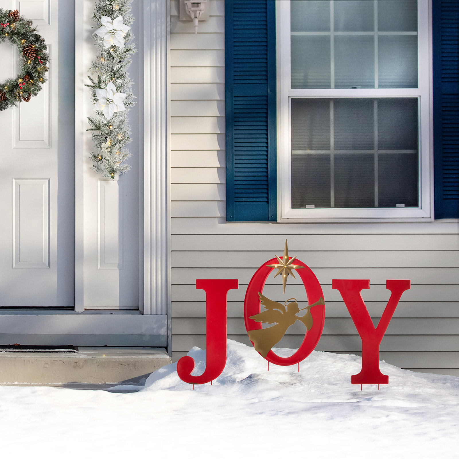 Joy Metal Christmas Angel Yard Stake