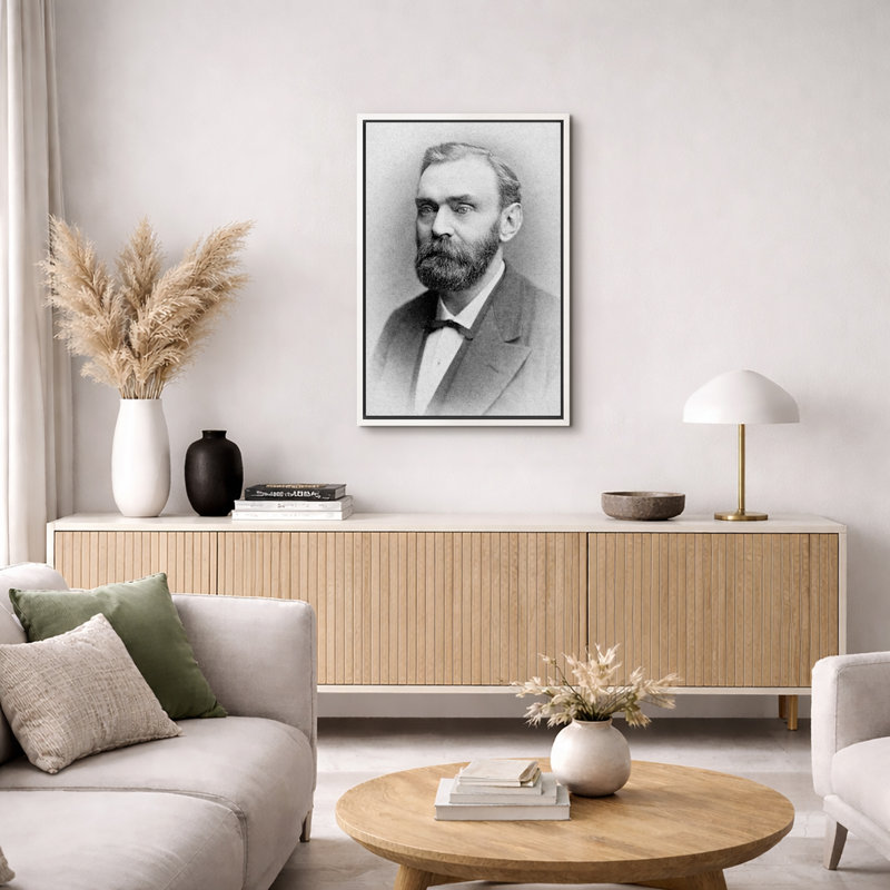 Illustration de portrait barbu, érudit classique, H 24 po x l 16 po x P 1,5 po, Cadre flottant blanc