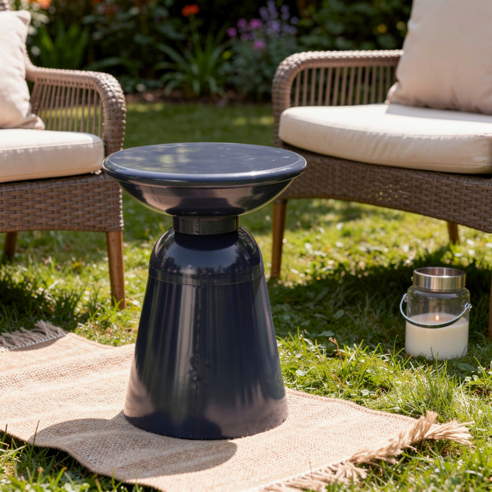 Atira 15'' Iron Outdoor Side Table, Navy Blue, null