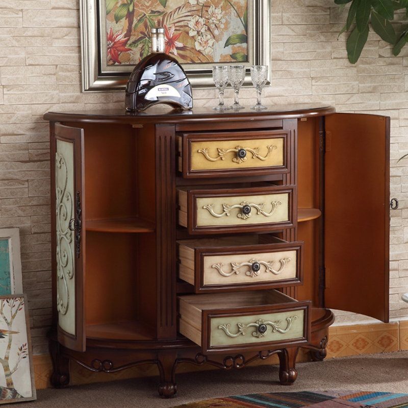 Half-Round Carved Console Accent Cabinet