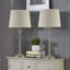  Lampe de table moderne en métal brun 26 "avec interrupteur à bouton et abat-jour en lin L chariot-1682160343