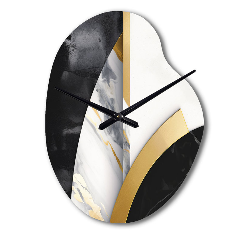 Formes de peinture en marbre - horloge murale moderne en forme unique, horloge murale dorée, Petit