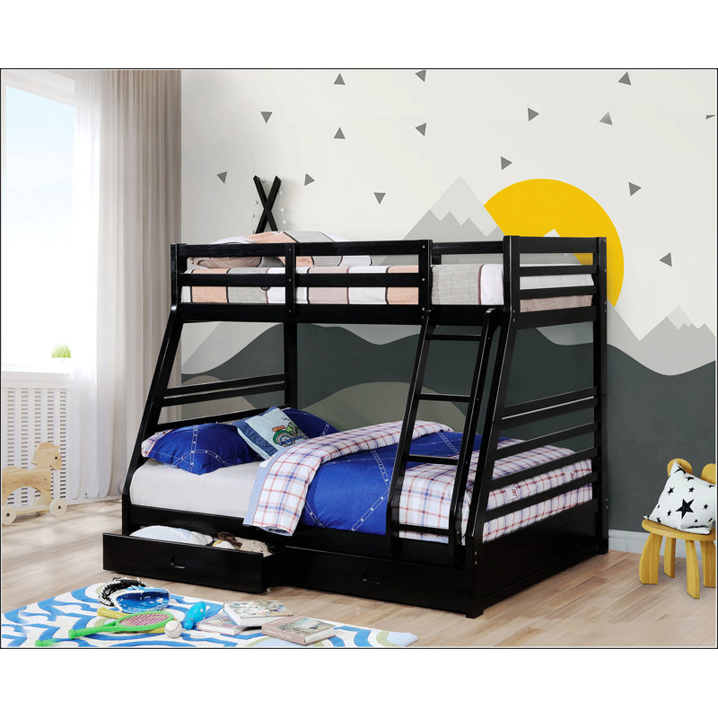 Twin Over Full Transitional Bunk Bed, Black, Twin Over Full