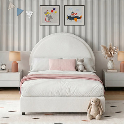 Ensemble de lit plateforme tapissier avec 2 tables de chevet fermières Boucle - Ensemble de chambre à coucher 3 pièces