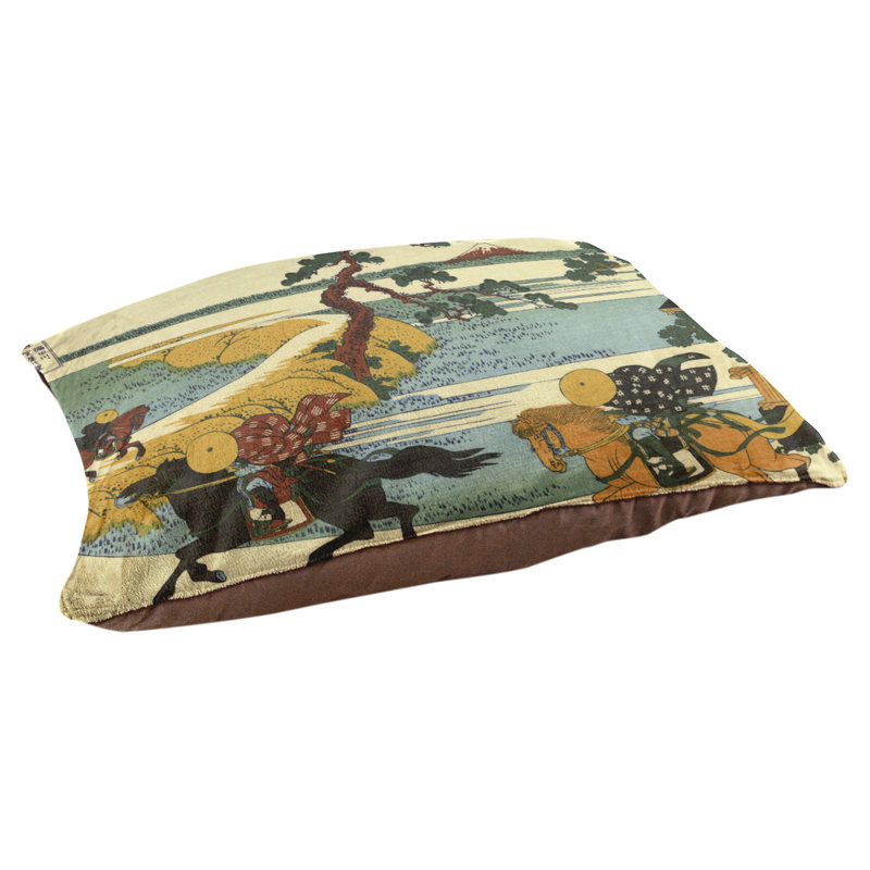 Coussin pour chien Burkki Sekiya à la rivière Sumida, Moyen (l 42,5 po x P 32,5 po x H 4 po), Vert / Bleu / Jaune