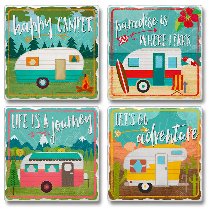 Stoneware Square 4 Piece Coaster Set