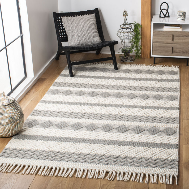 Tapis géométrique en laine tissé à la main Paz Natura, Rectangle 4 pi x 6 pi
