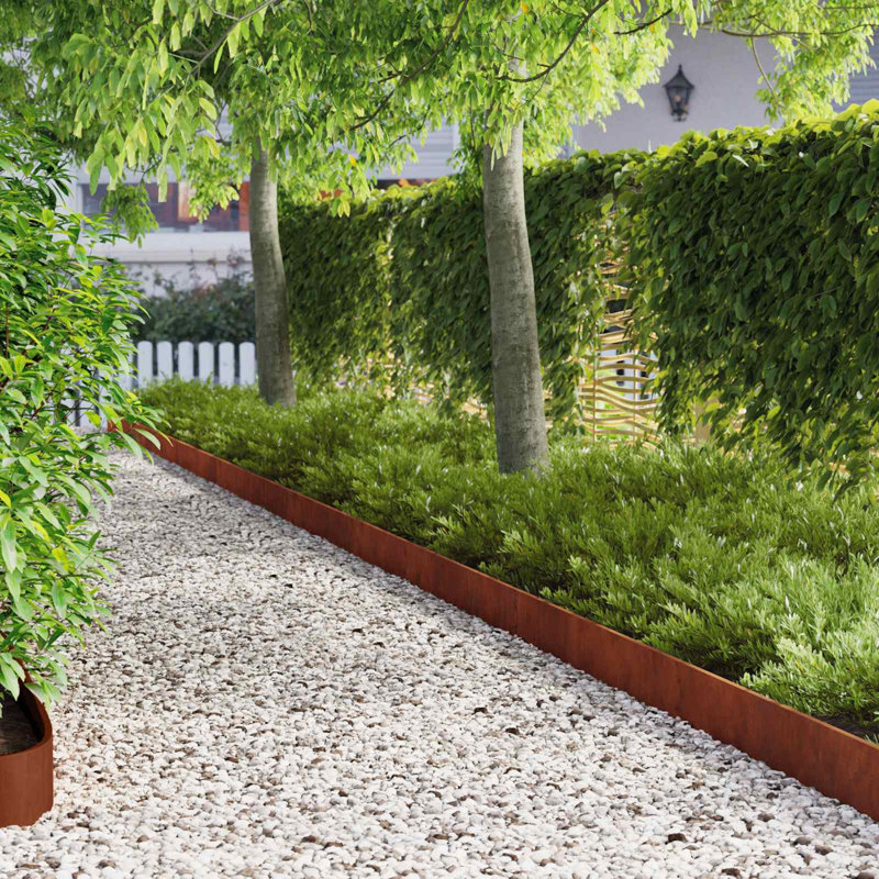 103 cm W Steel Lawn Edging Fencing, Rusty, 15cm H x 103cm W