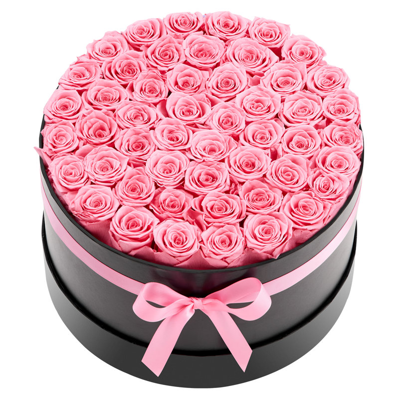 Forever Flowers, 50 Preserved Roses in a Box, Eternal Flowers Immortal Bouquet Birthday Present for Delivery Prime Women Her Wife Mothers, Anniversary, Valentine's Day,Christmas, Sweet Pink