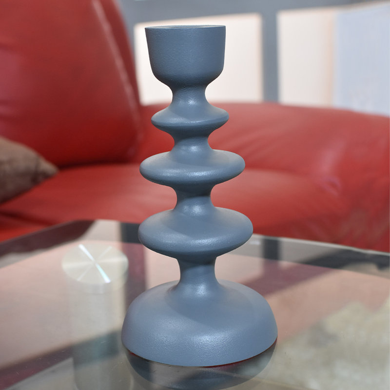 Bougeoir de table en aluminium, gris, H 19 po x l 8 po x P 23 po