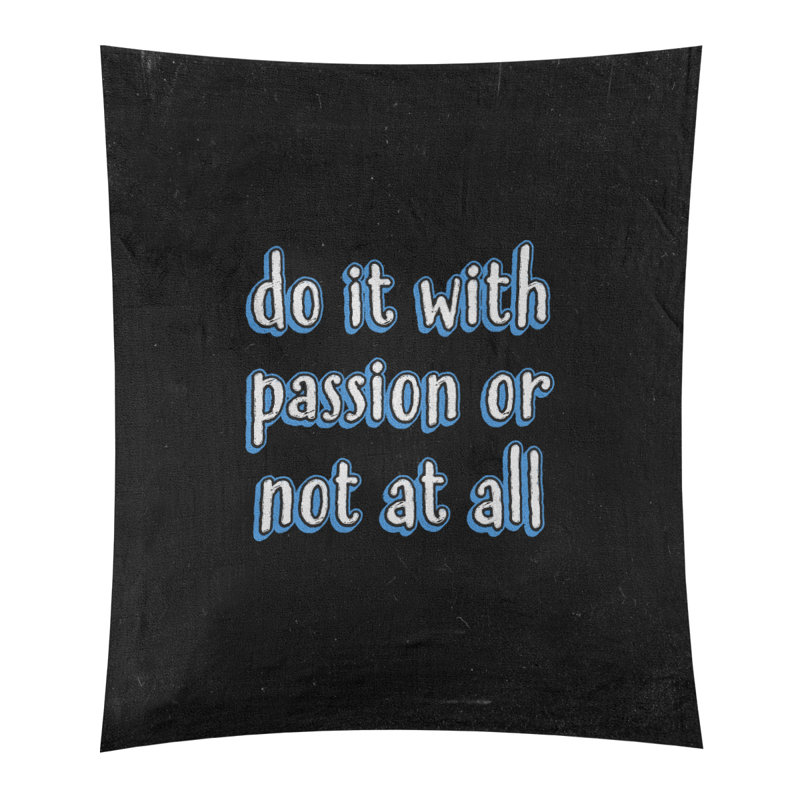 Tapisserie tableau noir en polyester citation passion, H 27,5 po x l 37,5 po, Bleu