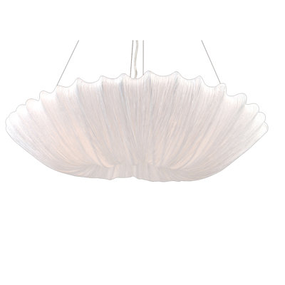 Transitional 4 Light White Fabric Chandelier