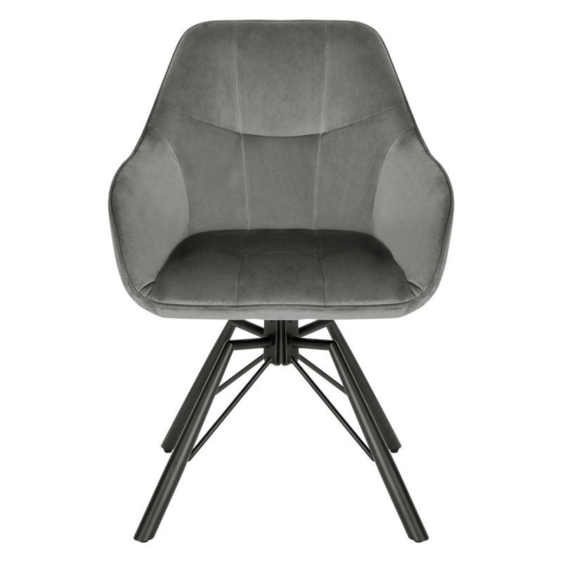 Alliene 48cm H Velvet Upholstered Armchair, Grey, 4