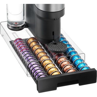 Coffee Pod Drawer Organizer for Nespresso Vertuo Pods | Clear Acrylic Design, Visible Pod Inventory, Durable & Anti-Slip Drawer