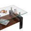 Table basse rectangulaire, plateau en verre trempé avec panneau de fibres à densité moyenne, table moderne-230179602