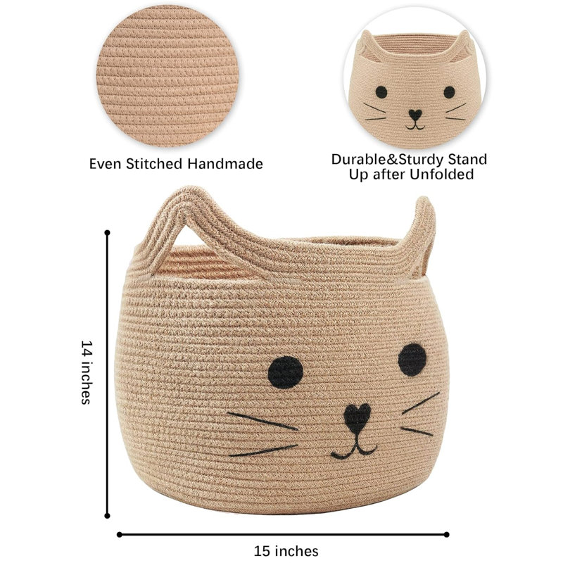Grande armoire de rangement en corde de coton tissée pour les paniers d'animaux