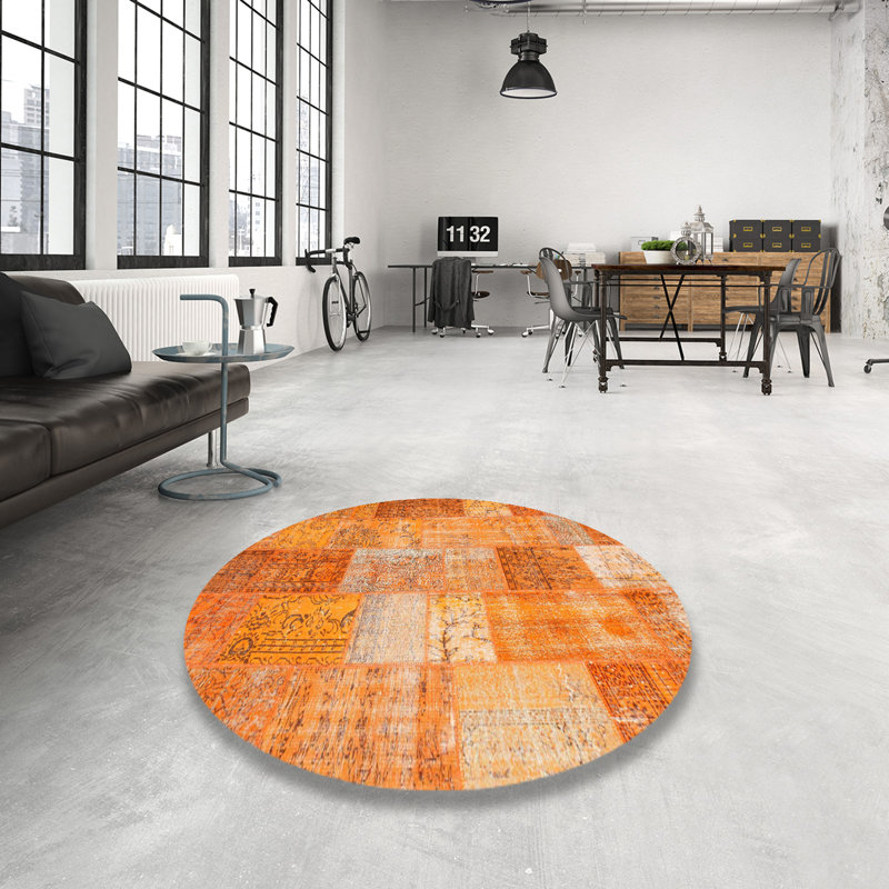 Tapis de zone brun ciel contemporain, Rond 7 pi