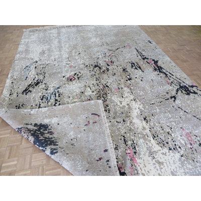 Tapis zone rectangulaire 9 pi 10 po x 14 pi one-of-kind-noué la à la main Driggers