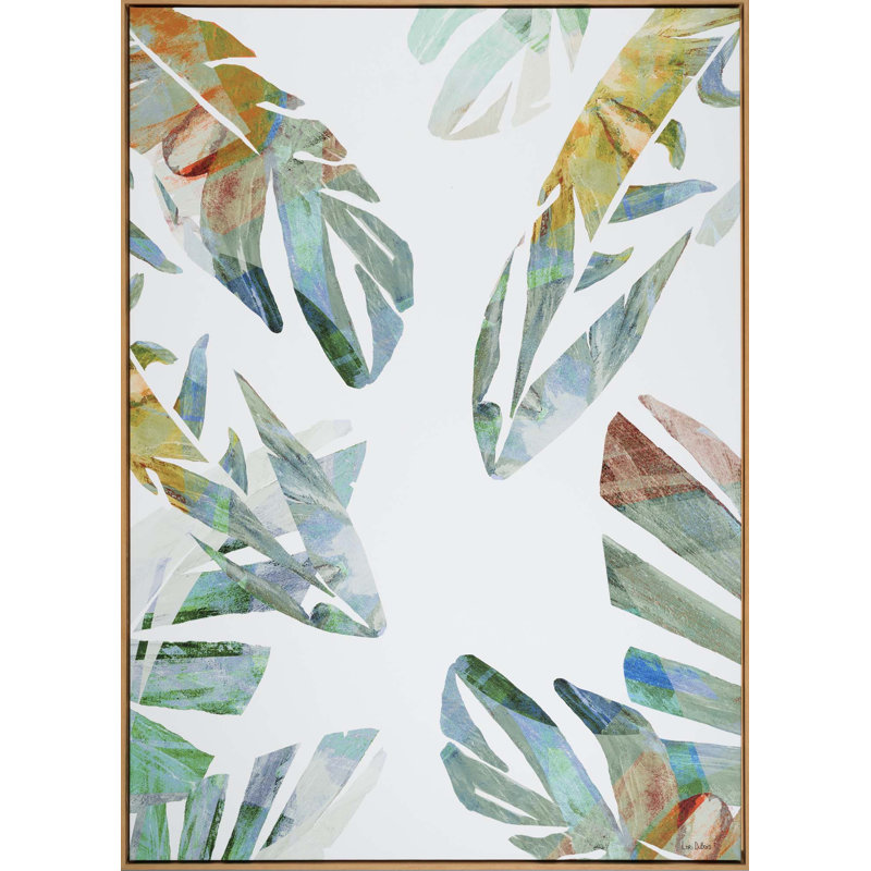 Paradise Palm I Print, Gold, Teal, 61" H x 44" W x 2" D