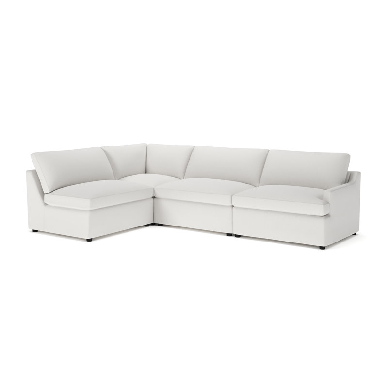 Canapé modulaire rembourré 4 pièces Essex, Natté Macarena beige, Orienté vers la gauche