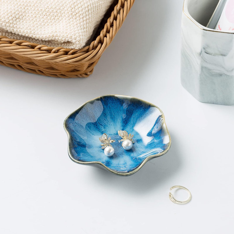 Plat à bijoux Milky Starry Blue Leaf