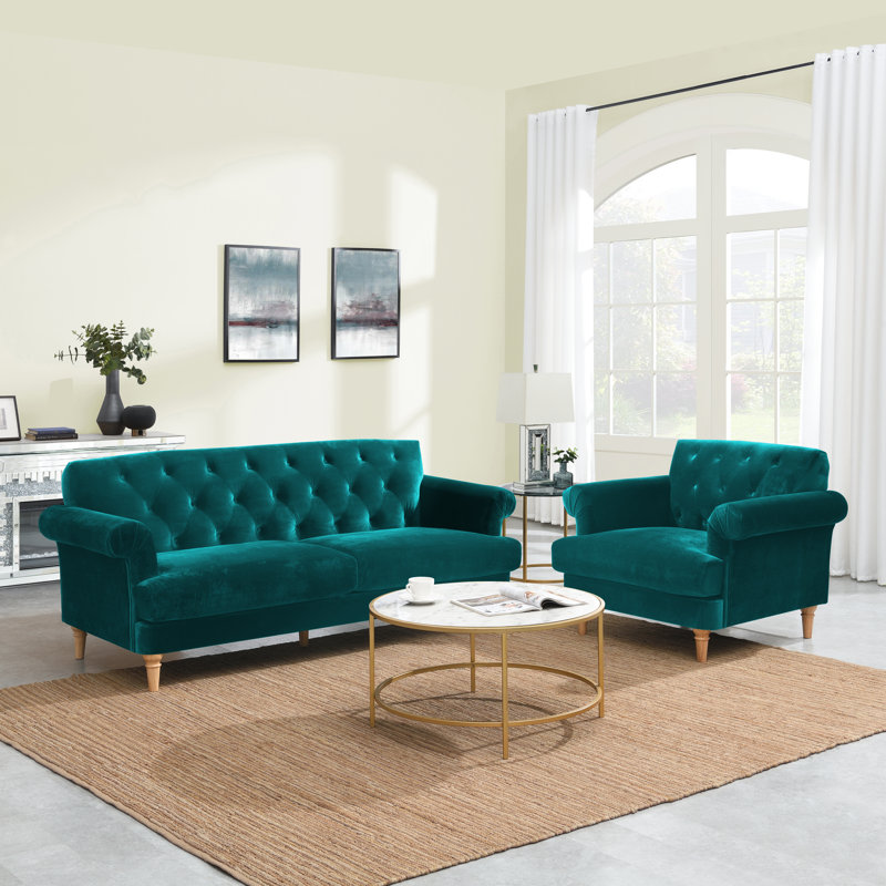 Keedysville 2 - Piece Velvet Living Room Set, Teal
