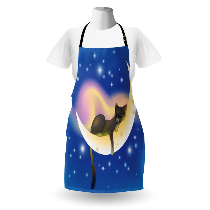 Tablier East Urban Home, unisexe, chat, taille adulte, jaune bleu