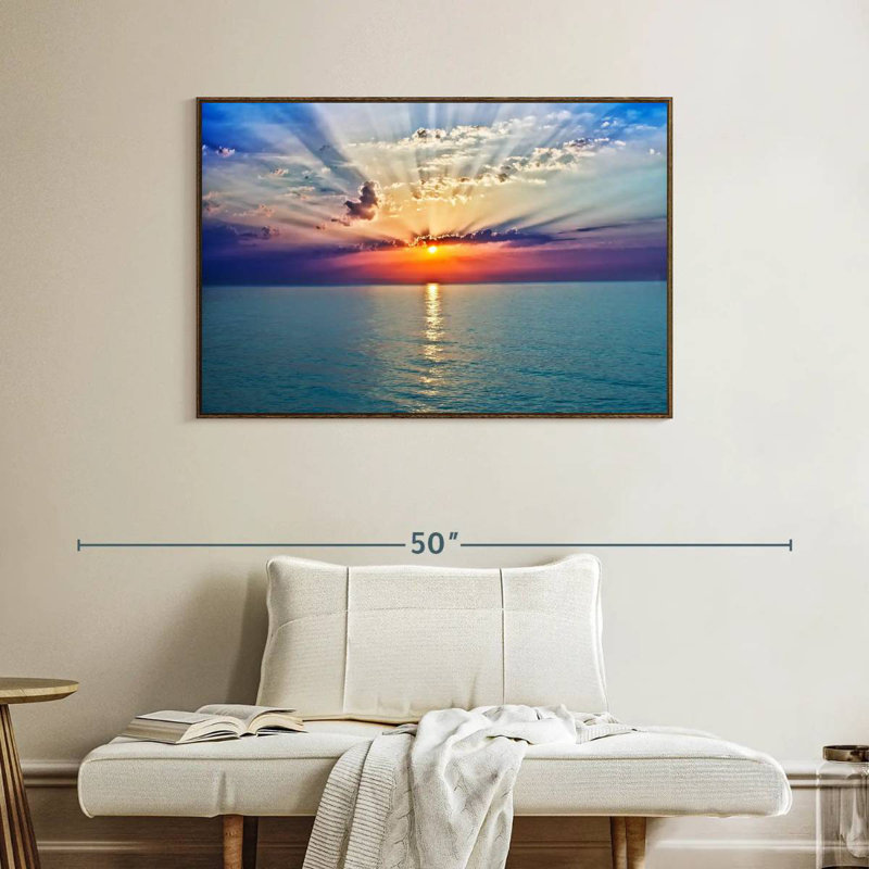 Golden Vanna Sunrise, Cadre flottant en noyer, 40 po x 27 po