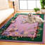 Tapis floral en laine / coton touffeté à la main Phaong - mauve / vert-336004775