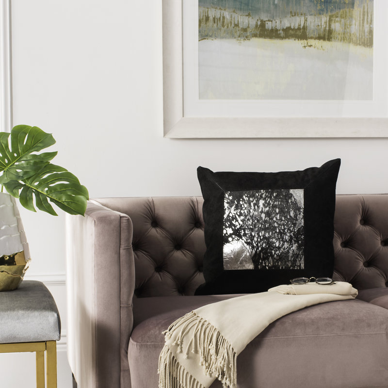 Geometric Cowhide Throw Pillow