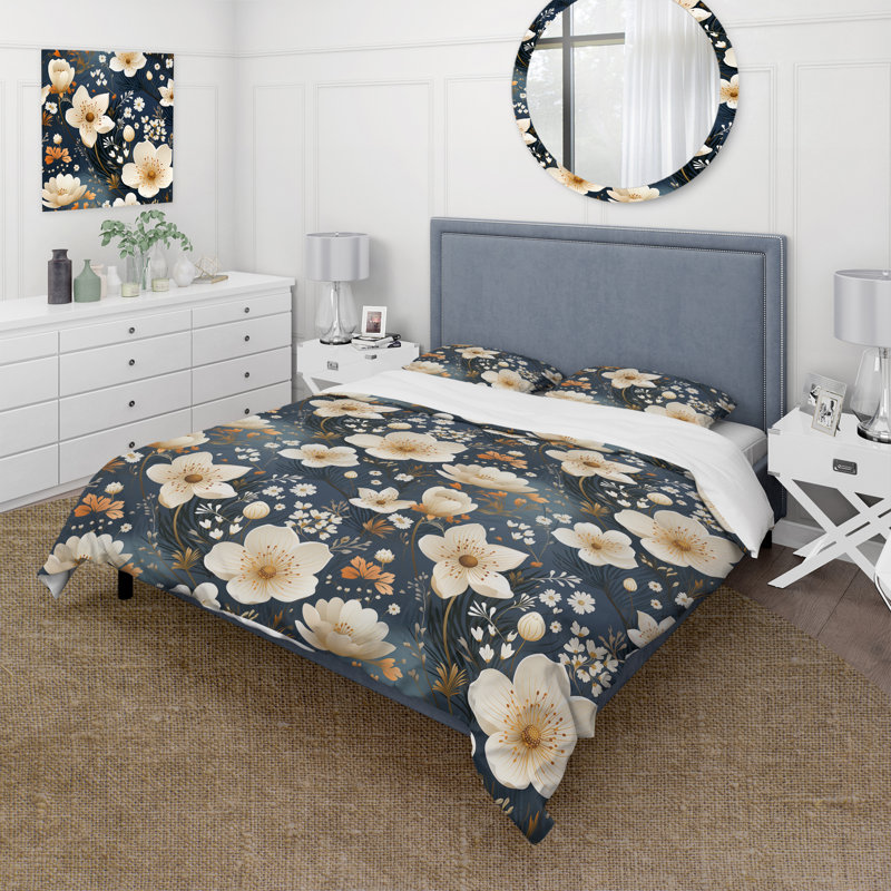 Literie Mystic Ivory Reverie Blooms Perfection II, Housse de couette simple + 1 taie décorative stan