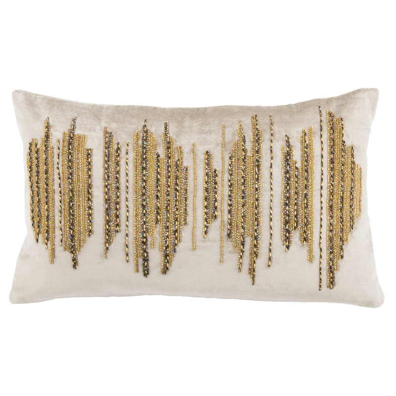 Deston Darling Beige and Gold 12" x 36" Rectangle Pillow