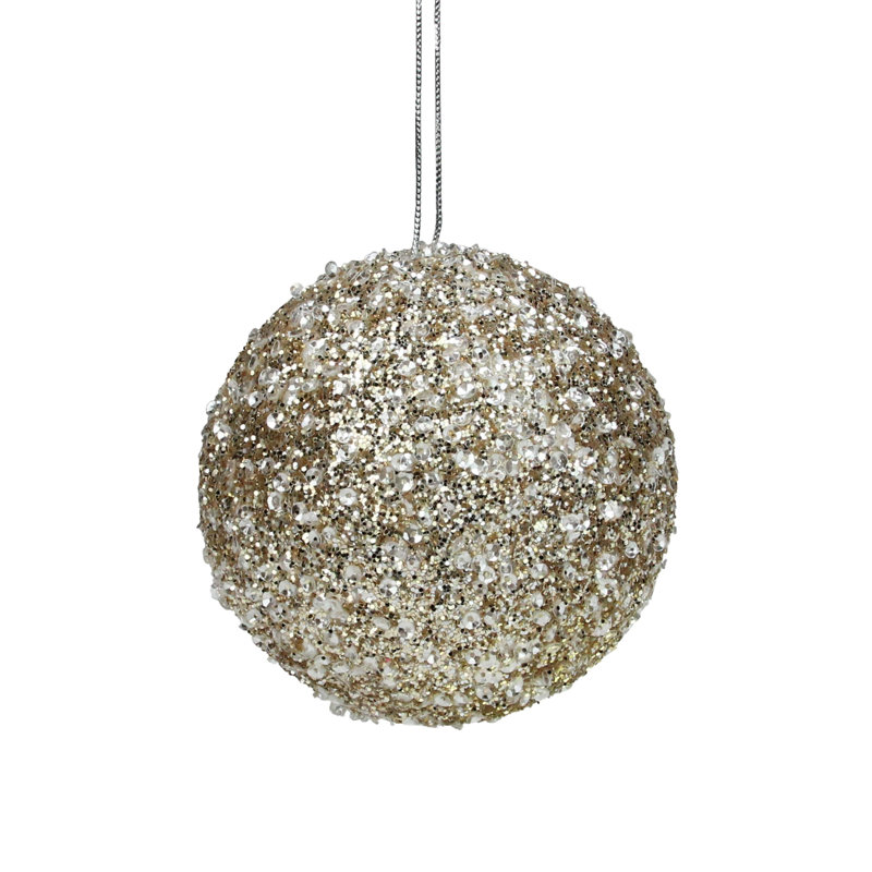 Ornement de Noël boule à paillettes, Or, H 5 po x l 5 po x P 5 po
