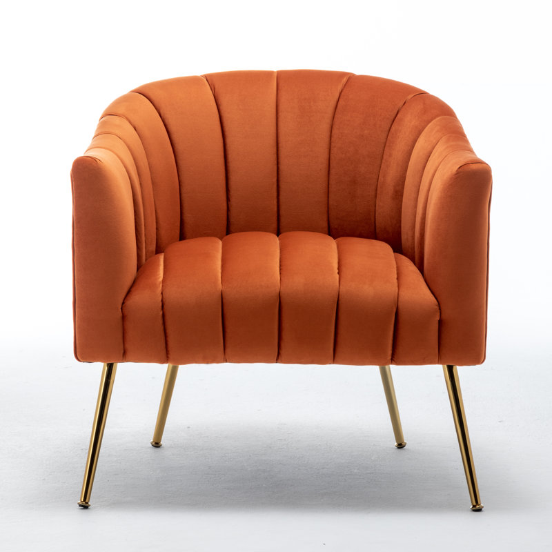 Velours capitonné large de 28 po Murrow, Velours orange, 1
