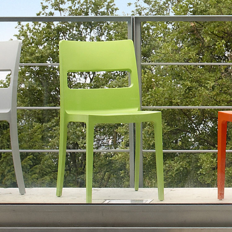 Shaw Stackable Outdoor Patio Dining Side Chair with Cushion, Light Green