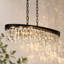 Lustre linéaire à 10 lumières de 119 cm (47 po) de largeur, à intensité variable, en cristal noir et laiton, idéal pour îlot de cuisine.