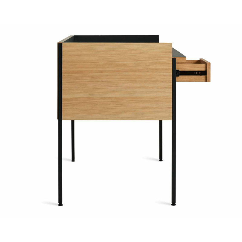 Tabloid Solid Wood Writing Desk, Navy Green/White Oak