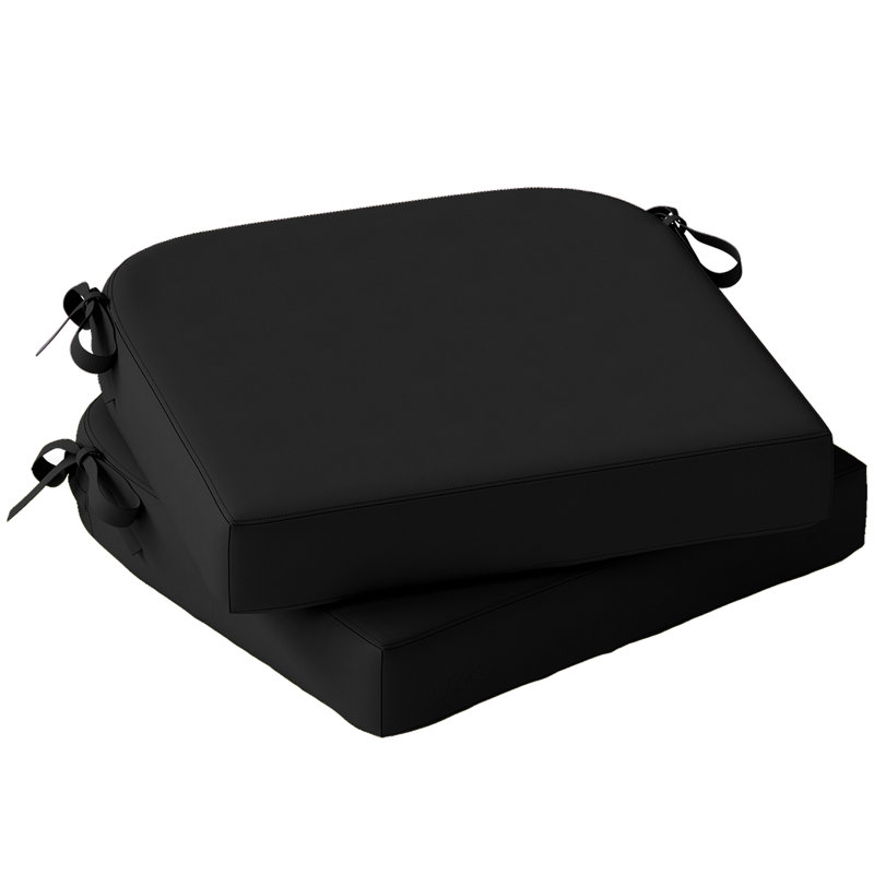 Outsunny Outdoor Chair Seat Cushions Set of 2, 7cm Foam, 40x40cm, Black