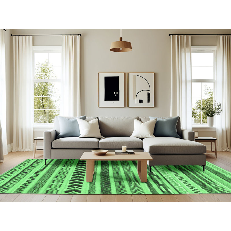 Washable Geometric Indoor Rug, Rectangle 6' x 9'