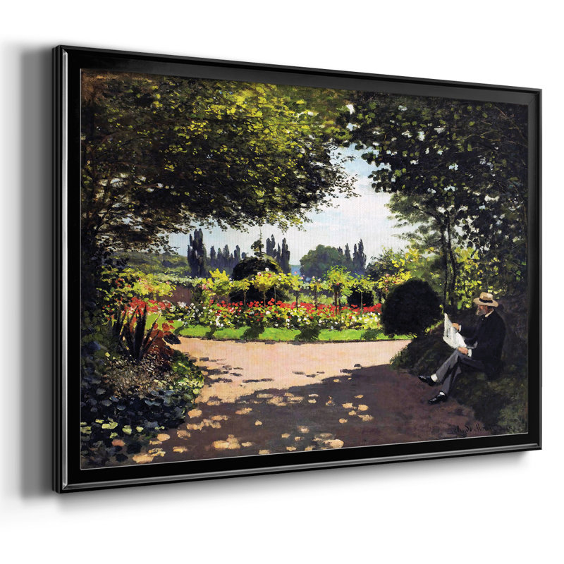 Adolphe Monet, lecture dans le jardin, 1866, reproduction d'art sur toile, H 18 po x l 26 po x P 1,5 po, Noir