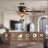 Lymelyn 52-Inch Flushmount Lighted Ceiling Fan Ivory Geometric Tiffany Glass Lamp Black Finish